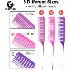 ASUPERMALL Ingrid Hair Styling Peignes Ensemble De Peignes A Queue Coloration Peigne De Teinture Outil De Salon Sectionnement Soulignant Le Tissage Peigne De Coupe Pour La Coiffure, Style 1 -Toilletage et hygiène du chien Soldes 57112074 5