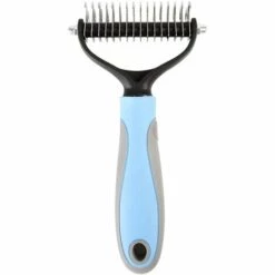 LRISHOM Double Face Toilettage Pour Animaux Brosse Pour Animaux Dematting Peigne Undercoat Rake Delestage Brosse Pour Animaux De Compagnie Tapis & Tangles Retrait, Blue, L