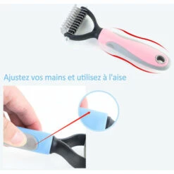 LRISHOM Double Face Toilettage Pour Animaux Brosse Pour Animaux Dematting Peigne Undercoat Rake Delestage Brosse Pour Animaux De Compagnie Tapis & Tangles Retrait, Blue, L -Toilletage et hygiène du chien Soldes 57112177 4