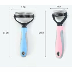 LRISHOM Double Face Toilettage Pour Animaux Brosse Pour Animaux Dematting Peigne Undercoat Rake Delestage Brosse Pour Animaux De Compagnie Tapis & Tangles Retrait, Blue, L -Toilletage et hygiène du chien Soldes 57112177 5