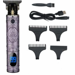ZHUOXUAN Tondeuse à Cheveux Pour Hommes, Tondeuse à Cheveux Professionnelle électrique Sans Fil Avec Affichage LED, Tondeuse De Précision Avec 4 Peignes De Guidage Pour La Maison Et Le Salon De Coiffure (argent)