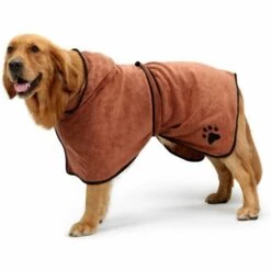 GDRHVFD Peignoir Doux Pour Chien Serviette De Séchage En Microfibre Super Absorbante Pour Chien Avec Capuche/Ceinture Pour Grands, Moyens Et Petits Chiens - Marron, Xl