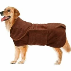 EINEMGELD Sac De Séchage Rapide Pour Chien Avec Velcro-Extensible Microfibre Super Absorbante Serviette De Bain Pour Animaux,Plusieurs Couleurs Peignoir-Marron-XL