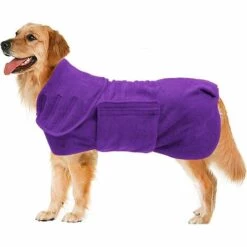 EINEMGELD Sac De Séchage Rapide Pour Chien Avec Velcro-Extensible Microfibre Super Absorbante Serviette De Bain Pour Animaux,Plusieurs Couleurs Peignoir-Violet-L