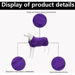EINEMGELD Sac De Séchage Rapide Pour Chien Avec Velcro-Extensible Microfibre Super Absorbante Serviette De Bain Pour Animaux,Plusieurs Couleurs Peignoir-Violet-L -Toilletage et hygiène du chien Soldes 59145089 3