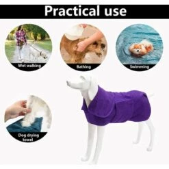 EINEMGELD Sac De Séchage Rapide Pour Chien Avec Velcro-Extensible Microfibre Super Absorbante Serviette De Bain Pour Animaux,Plusieurs Couleurs Peignoir-Violet-L -Toilletage et hygiène du chien Soldes 59145089 4