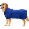 EINEMGELD Sac De Séchage Rapide Pour Chien Avec Velcro-Extensible Microfibre Super Absorbante Serviette De Bain Pour Animaux,Plusieurs Couleurs Peignoir-Bleu-L