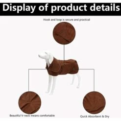 EINEMGELD Sac De Séchage Rapide Pour Chien Avec Velcro-Extensible Microfibre Super Absorbante Serviette De Bain Pour Animaux,Plusieurs Couleurs Peignoir-Marron-XS -Toilletage et hygiène du chien Soldes 59145094 3
