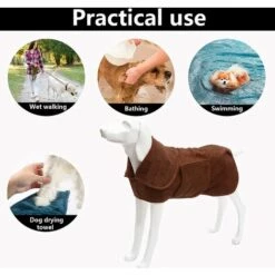 EINEMGELD Sac De Séchage Rapide Pour Chien Avec Velcro-Extensible Microfibre Super Absorbante Serviette De Bain Pour Animaux,Plusieurs Couleurs Peignoir-Marron-XS -Toilletage et hygiène du chien Soldes 59145094 4