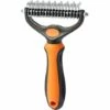 AIDUCHO Brosse Chien Brosse Chat, Peigne Déméloir Chien Professionnel Et Brosse Chien Poil Long, Râteau De Toilettage Pour Chien Et Chat Enlever Le Sous-poil Des Animaux De Compagnie - Orange