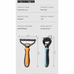 AIDUCHO Brosse Chien Brosse Chat, Peigne Déméloir Chien Professionnel Et Brosse Chien Poil Long, Râteau De Toilettage Pour Chien Et Chat Enlever Le Sous-poil Des Animaux De Compagnie - Orange -Toilletage et hygiène du chien Soldes 59207444 4