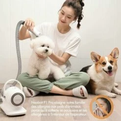 Neabot P1 Pro - Aspirateur De Poils Pour Animaux - Tondeuse Chien Professionnelle - Avec 5 Outils éprouvés - Blanc - 52dB -Toilletage et hygiène du chien Soldes 59313502 5