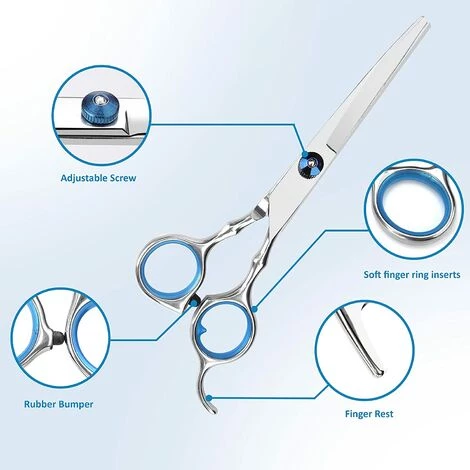 EINEMGELD Ciseaux Toilettage Chien, 5 Pcs Coupe-bordure Professionnel En Acier Inoxydable Avec Peigne à Poche, Chiffon De Nettoyage Pour Chiens, Chats Et Animaux Domestiques Pour Le Corps, Visage 2 EINEMGELD Ciseaux Toilettage Chien, 5 Pcs Coupe-bordure Professionnel En Acier Inoxydable Avec Peigne à Poche, Chiffon De Nettoyage Pour Chiens, Chats Et Animaux Domestiques Pour Le Corps, Visage – Image 2