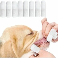 MINKUROW Brosse A Dent Chien Doigtier, Brosses D'hygiène Dentaires De Brosse à Dents De Doigt D'animal Familier En Tissu,Anti Plaque Dentaire Pour Le Chien Et Le Chat (8 Pièces)