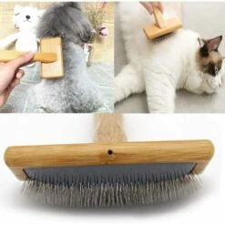 PERLE RARE Peigne Autonettoyant Pour Chats Et Chiens, Brosses Pour Animaux De Compagnie à Poils Longs Et Courts, Bois Massif -Toilletage et hygiène du chien Soldes 59969079 5