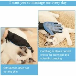 LYCXAMES Gant Brossage Chat,Gant Chat Poil Gant De Toilettage En Silicone 4 En 1 Pour Chien/Chat, Gant Brosse Chat Chiens, Gant De Toilettage Pour Animaux De Compagnie, Brosse Poils Animaux Longs Et/ou Courts - Main Droite -Toilletage et hygiène du chien Soldes 60047764 4