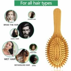 TANABATA Brosse à Cheveux 100% Brosses à Cheveux En Bambou Naturel Massage Cuir Chevelu Anti-statique Cheveux Démêlant Pour Hommes, Femmes Et Enfants -Toilletage et hygiène du chien Soldes 60468721 5