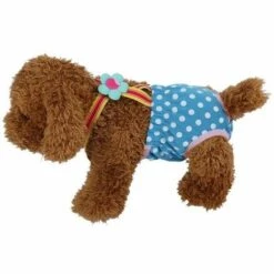Couche Pour Chien Femelle,Physiologique Menstruation Jarretelle Sous-Vêtements Slip Pantalon Bleu FUIENKO