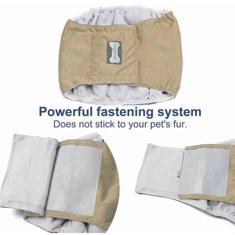 LIFCAUSAL Bande De Ventre De Chien Mâle Couche-culotte Pour Animaux De Compagnie Enveloppement Lavable Imperméable à L'eau Formation De Chien Pantalon Physiologique (Beige-XS) 4 LIFCAUSAL Bande De Ventre De Chien Mâle Couche-culotte Pour Animaux De Compagnie Enveloppement Lavable Imperméable à L'eau Formation De Chien Pantalon Physiologique (Beige-XS) – Image 4
