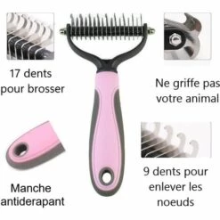 TRIOMPHE Brosse Chat Ou Brosse Chien Poil Long Pour Toilettage. Brosse Poils Animaux Double Lame Démêlante Pour Enlever Le Sous Poils Les Nœuds Et Brosser Votre Animal En Toute Sécurité,T-Audace -Toilletage et hygiène du chien Soldes 60860660 3