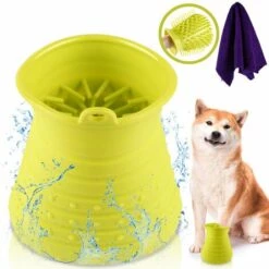 Randaco Nettoyeur De Pattes De Chien, Nettoyeur De Pattes D'animaux De Compagnie Portable, Nettoyeur De Pattes De Chien Avec Serviette Brosse, Vert - Vert