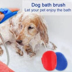 EINEMGELD Brosse Pour Chien Brosse Bain Animal Domestique 2pcs Brosse Massage Silicone Outil De Toilettage Pour Animaux Domestique Brosse Toilettage Bleu -Toilletage et hygiène du chien Soldes 61324974 4