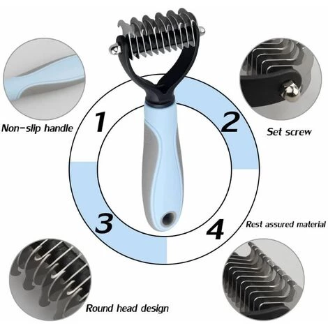 HEGUYEY Râteau De Toilettage Pour Chien, Peigne Déméloir Chien Et Brosse Chien Poil Long, Râteau De Toilettage Pour Chien Et Chat Enlever Le Sous-poil Des Animaux De Compagnie 2 HEGUYEY Râteau De Toilettage Pour Chien, Peigne Déméloir Chien Et Brosse Chien Poil Long, Râteau De Toilettage Pour Chien Et Chat Enlever Le Sous-poil Des Animaux De Compagnie – Image 2