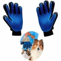 MEZHENG Gant De Toilettage Pour Chiens, Chats Et Lapins, Brosse Douce Et Massage Pour Enlever Les Poils Des Animaux Domestiques Effet Relaxant Bleu -Toilletage et hygiène du chien Soldes 63472644 4