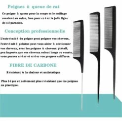 WAVE Ensemble De Peigne à Cheveux, 6 Pièces Peigne à Dents Fines Fibre Carbone à Queue Professionnel, De Cheveux Pour Salon Coiffure, Pour Les Cheveux Et Pour Hommes Et Femmes Avec DifféRents Types -Toilletage et hygiène du chien Soldes 64223208 3