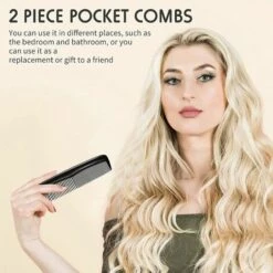 WAVE 2 Peignes à Cheveux En Plastique De Poche Peignes à Cheveux Noirs Peigne De Coupe Cheveux à Dents Fines Et Standard Peigne à Pansement Fin Peignes Coiffure Pour Coiffure Salon De Coiffure -Toilletage et hygiène du chien Soldes 64223721 3