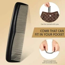 WAVE 2 Peignes à Cheveux En Plastique De Poche Peignes à Cheveux Noirs Peigne De Coupe Cheveux à Dents Fines Et Standard Peigne à Pansement Fin Peignes Coiffure Pour Coiffure Salon De Coiffure -Toilletage et hygiène du chien Soldes 64223721 5