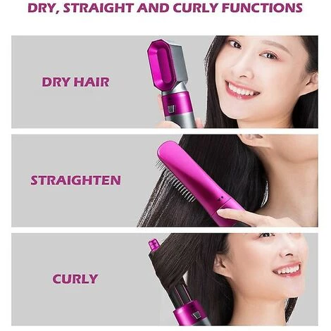 Sèche-cheveux électrique Sèche-cheveux 5 En 1 Bigoudi Lisseur Automatique Sèche-cheveux Brosse Dry & Ensemble De Fer à Friser HumideRose Red- Thsinde 5 Sèche-cheveux électrique Sèche-cheveux 5 En 1 Bigoudi Lisseur Automatique Sèche-cheveux Brosse Dry & Ensemble De Fer à Friser HumideRose Red- Thsinde – Image 5