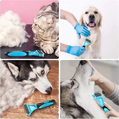 LITZEE Brosse Chien, Brosse Pour Chats, Peigne Anti Poils Animaux, Râteau De Toilettage - Enlever 96% Des Poils Morts Et Nœuds, Déméloir Professionnel Pour Les Poils Longs / Courts(bleu,18*8.6*2.4cm) 3 LITZEE Brosse Chien, Brosse Pour Chats, Peigne Anti Poils Animaux, Râteau De Toilettage - Enlever 96% Des Poils Morts Et Nœuds, Déméloir Professionnel Pour Les Poils Longs / Courts(bleu,18*8.6*2.4cm) – Image 3