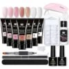 DONTODENT -Kit D'extension D'ongles En Gel - Gel D'amélioration Des Ongles 7 Couleurs Rose Nude Tout En Un Kit Avec Lampe à Ongles