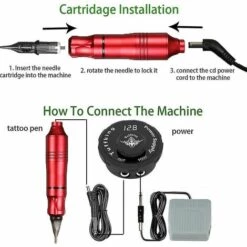 DONTODENT Kit De Machine à Tatouer Rotative Professionnelle Stylo à Tatouer Mitrailleuses Maquillage Permanent Avec Encres De Couleur Alimentation Cartouche Aiguilles Kit De Tatouage Noir -Toilletage et hygiène du chien Soldes 65727954 4