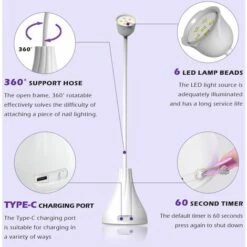 ILOVEMILAN Lampe à Ongles LED UV, Mini Lotus Mains Libres Lumière Rotatif Séchoir à Ongles Séchage Rapide Vernis à Ongles Lampe De Polymérisation Col De Cygne Flash Cure Lumière Pour La Maison DIY & Salon Manucure Décor -Toilletage et hygiène du chien Soldes 65885619 3