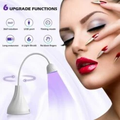 ILOVEMILAN Lampe à Ongles LED UV, Mini Lotus Mains Libres Lumière Rotatif Séchoir à Ongles Séchage Rapide Vernis à Ongles Lampe De Polymérisation Col De Cygne Flash Cure Lumière Pour La Maison DIY & Salon Manucure Décor -Toilletage et hygiène du chien Soldes 65885619 4