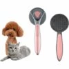 EINEMGELD Brosse Autonettoyante Pour Chiens Et Chats Avec Poils Recouverts De Tissu En Caoutchouc, Brosse Pour Animaux De Compagnie Ergonomique, Sans Danger Pour La Peau, élimine Les Poils Morts (ROSE)