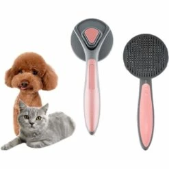 EINEMGELD Brosse Autonettoyante Pour Chiens Et Chats Avec Poils Recouverts De Tissu En Caoutchouc, Brosse Pour Animaux De Compagnie Ergonomique, Sans Danger Pour La Peau, élimine Les Poils Morts (ROSE)