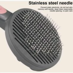 EINEMGELD Brosse Autonettoyante Pour Chiens Et Chats Avec Poils Recouverts De Tissu En Caoutchouc, Brosse Pour Animaux De Compagnie Ergonomique, Sans Danger Pour La Peau, élimine Les Poils Morts (ROSE) -Toilletage et hygiène du chien Soldes 65896847 3