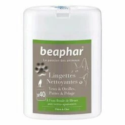BEAPHAR Lingettes Nettoyantes Pour Les Pattes, Pelage, Yeux Et Oreilles - 40 Lingettes